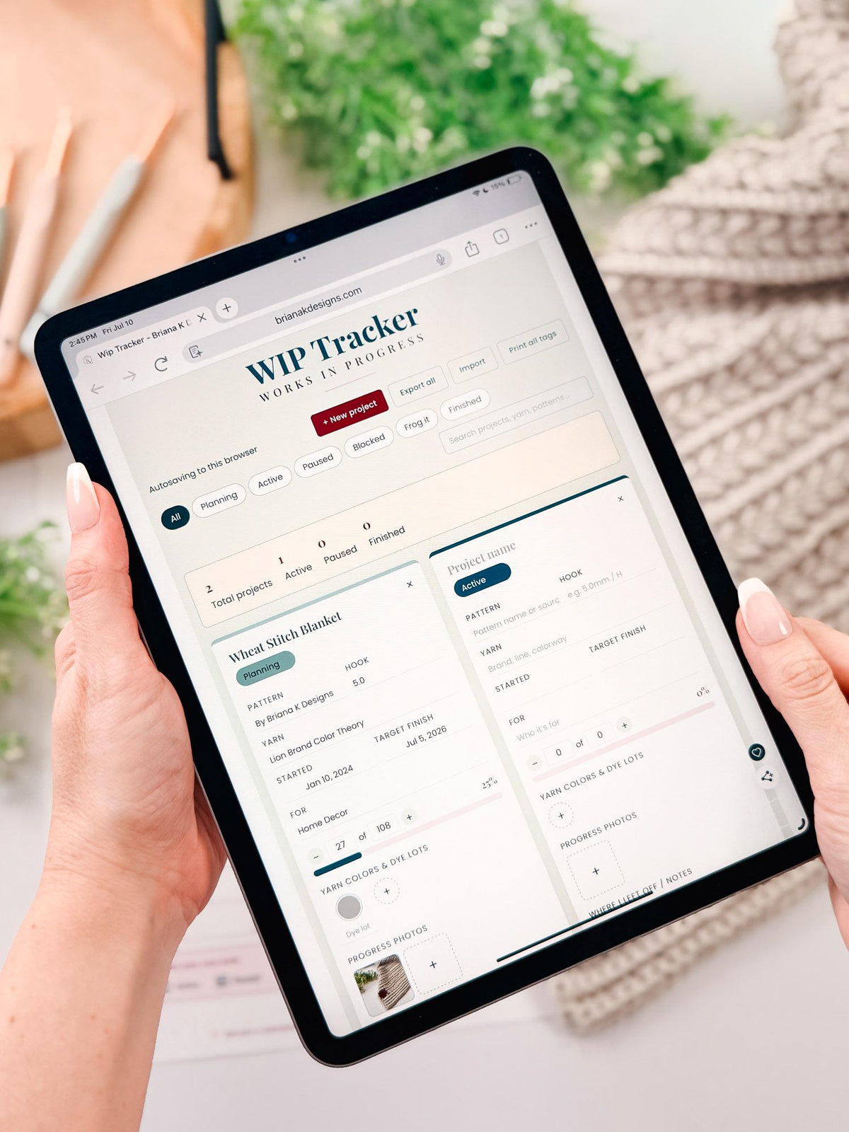 Crochet Project Tracker & WIP Organizer | Printable Tags, Progress Photos and Export | No App | Instant Access