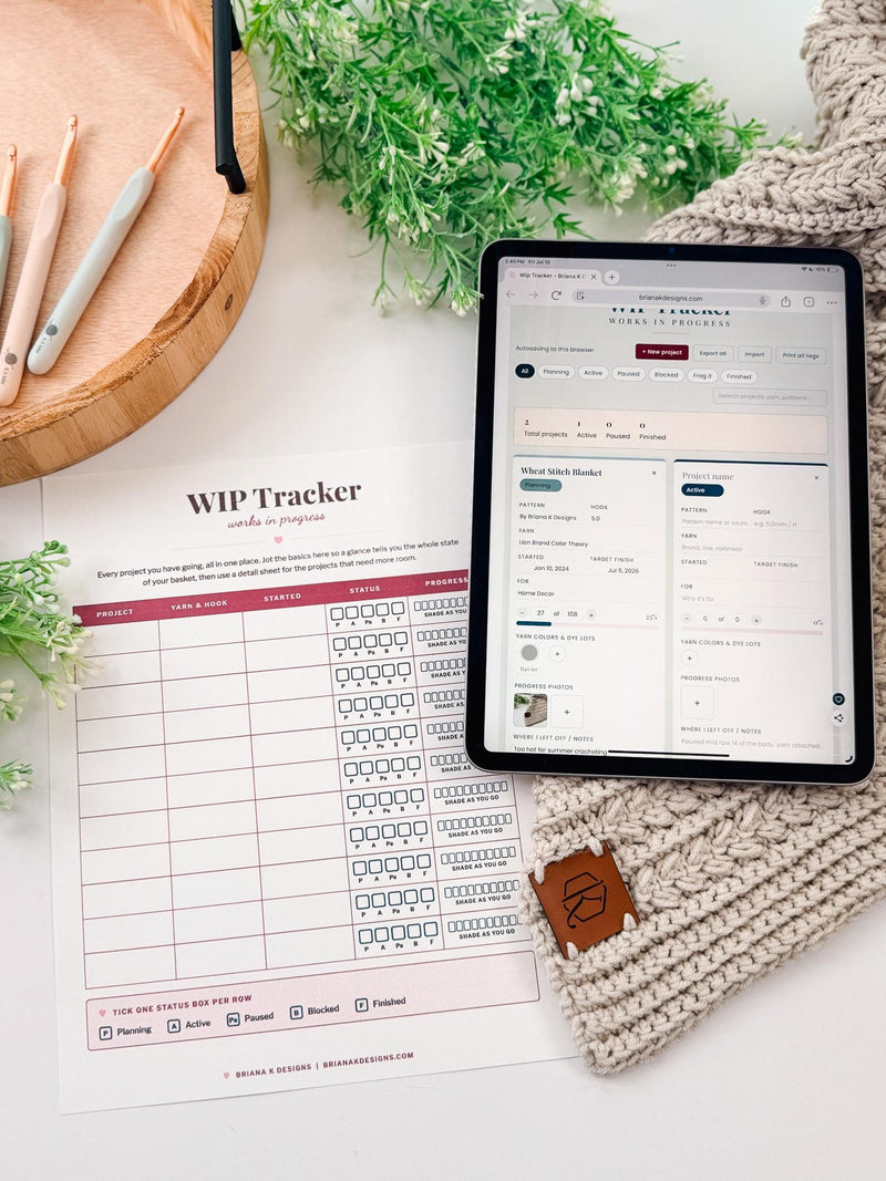 Crochet Project Tracker & WIP Organizer | Printable Tags, Progress Photos and Export | No App | Instant Access