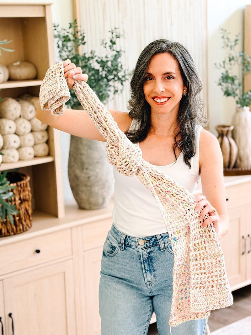 CROCHET PATTERN + VIDEO Knotted Mesh Crochet Bag | Easy Mesh Market Bag | Beach Tote and Project Bag | 3 Sizes | Instant Pdf Download