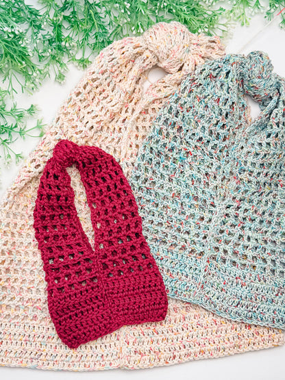 CROCHET PATTERN + VIDEO Knotted Mesh Crochet Bag | Easy Mesh Market Bag | Beach Tote and Project Bag | 3 Sizes | Instant Pdf Download
