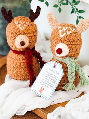 CROCHET PATTERN + VIDEO Wheat Stitch Reindeer | Textured Amigurumi | Worsted Weight | Christmas Decor | Instant Pdf Download