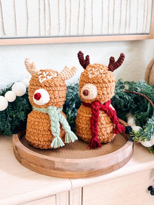 CROCHET PATTERN + VIDEO Wheat Stitch Reindeer | Textured Amigurumi | Worsted Weight | Christmas Decor | Instant Pdf Download