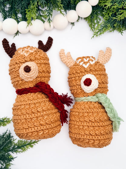 CROCHET PATTERN + VIDEO Wheat Stitch Reindeer | Textured Amigurumi | Worsted Weight | Christmas Decor | Instant Pdf Download