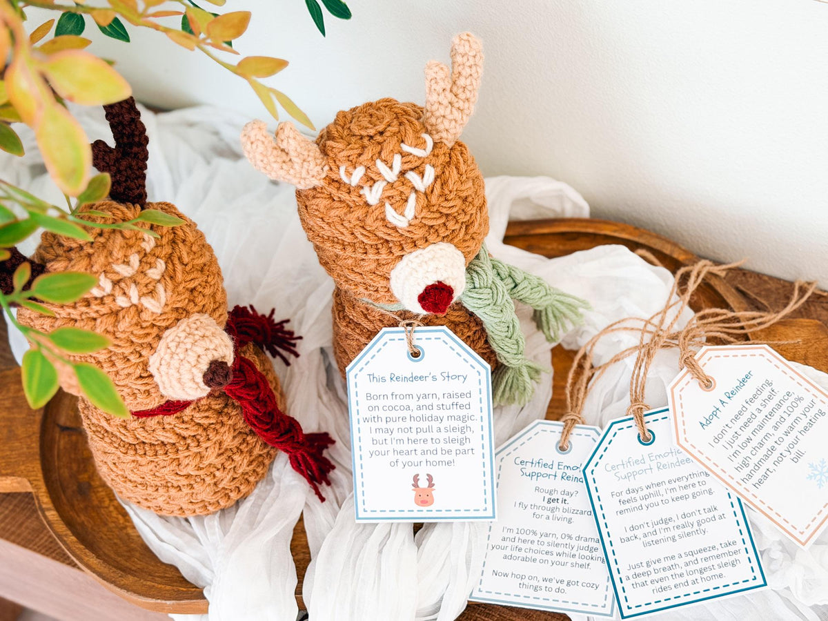 CROCHET PATTERN + VIDEO Wheat Stitch Reindeer | Textured Amigurumi | Worsted Weight | Christmas Decor | Instant Pdf Download
