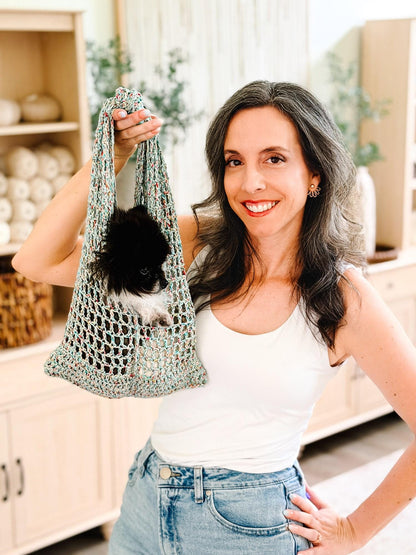 CROCHET PATTERN + VIDEO Knotted Mesh Crochet Bag | Easy Mesh Market Bag | Beach Tote and Project Bag | 3 Sizes | Instant Pdf Download
