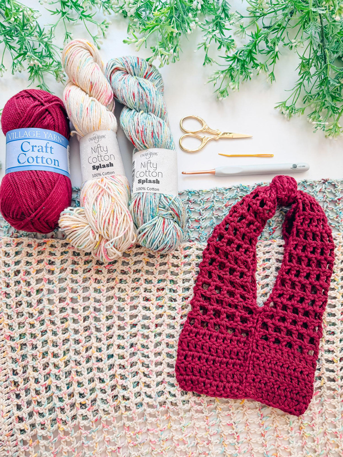 CROCHET PATTERN + VIDEO Knotted Mesh Crochet Bag | Easy Mesh Market Bag | Beach Tote and Project Bag | 3 Sizes | Instant Pdf Download
