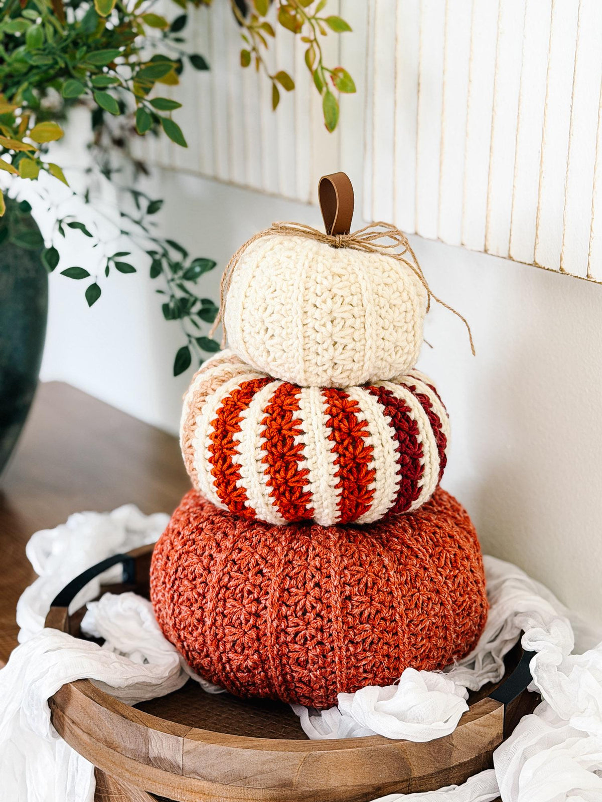 CROCHET PATTERN + APP and Video, Petal Loop Stitch Pumpkin | Stacking Fall Pumpkins | 3 Sizes | Textured Pumpkin Decor | Instant Download