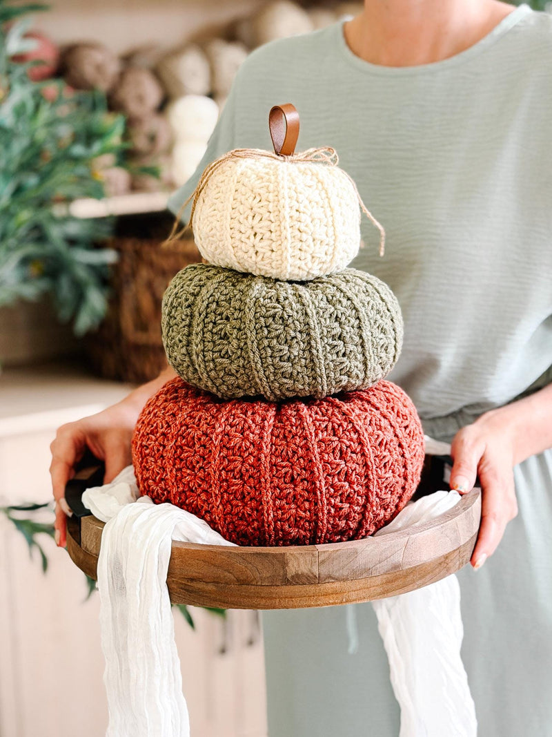 CROCHET PATTERN + APP and Video, Petal Loop Stitch Pumpkin | Stacking Fall Pumpkins | 3 Sizes | Textured Pumpkin Decor | Instant Download