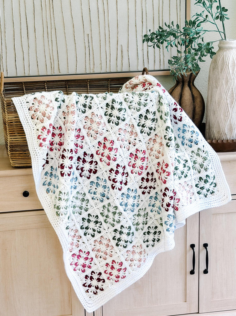 CROCHET PATTERN + VIDEO Blossom Granny Square Blanket | Flower Granny Square Afghan | 9 Sizes Lovey to Twin | Instant Pdf Download
