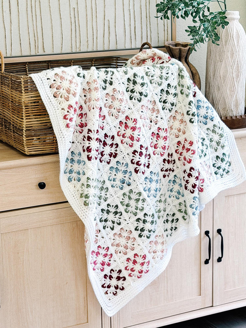 CROCHET PATTERN + VIDEO Blossom Granny Square Blanket | Flower Granny Square Afghan | 9 Sizes Lovey to Twin | Instant Pdf Download
