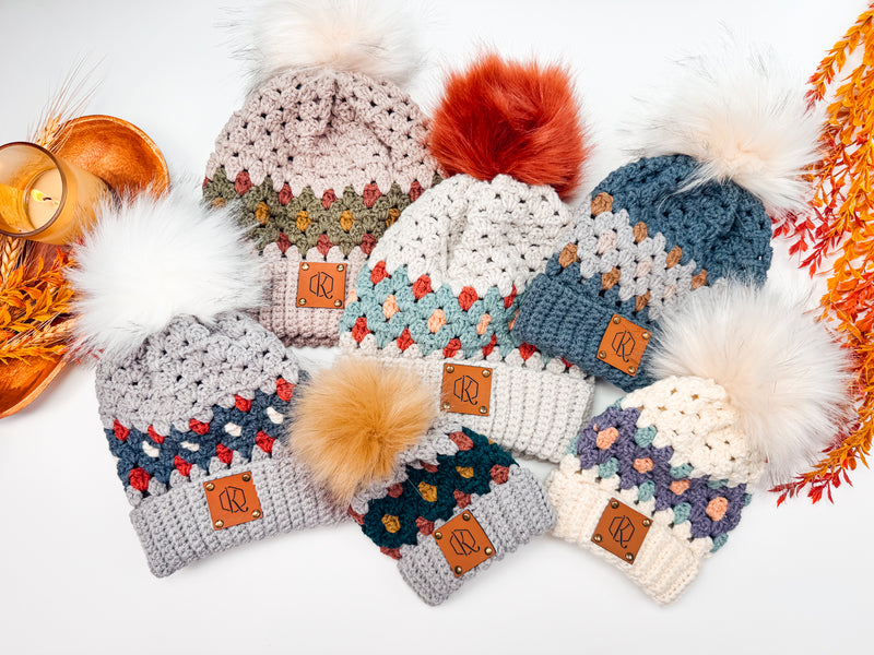 Gemstone Hues crochet beanies in several colorways