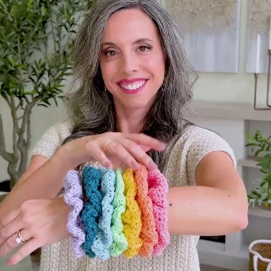 CROCHET PATTERN + VIDEO Double Bloom Scrunchie Crochet Pattern, Hair Accessory, Diy Hair Tie Pattern, Beginner Friendly Gift Idea + Labels