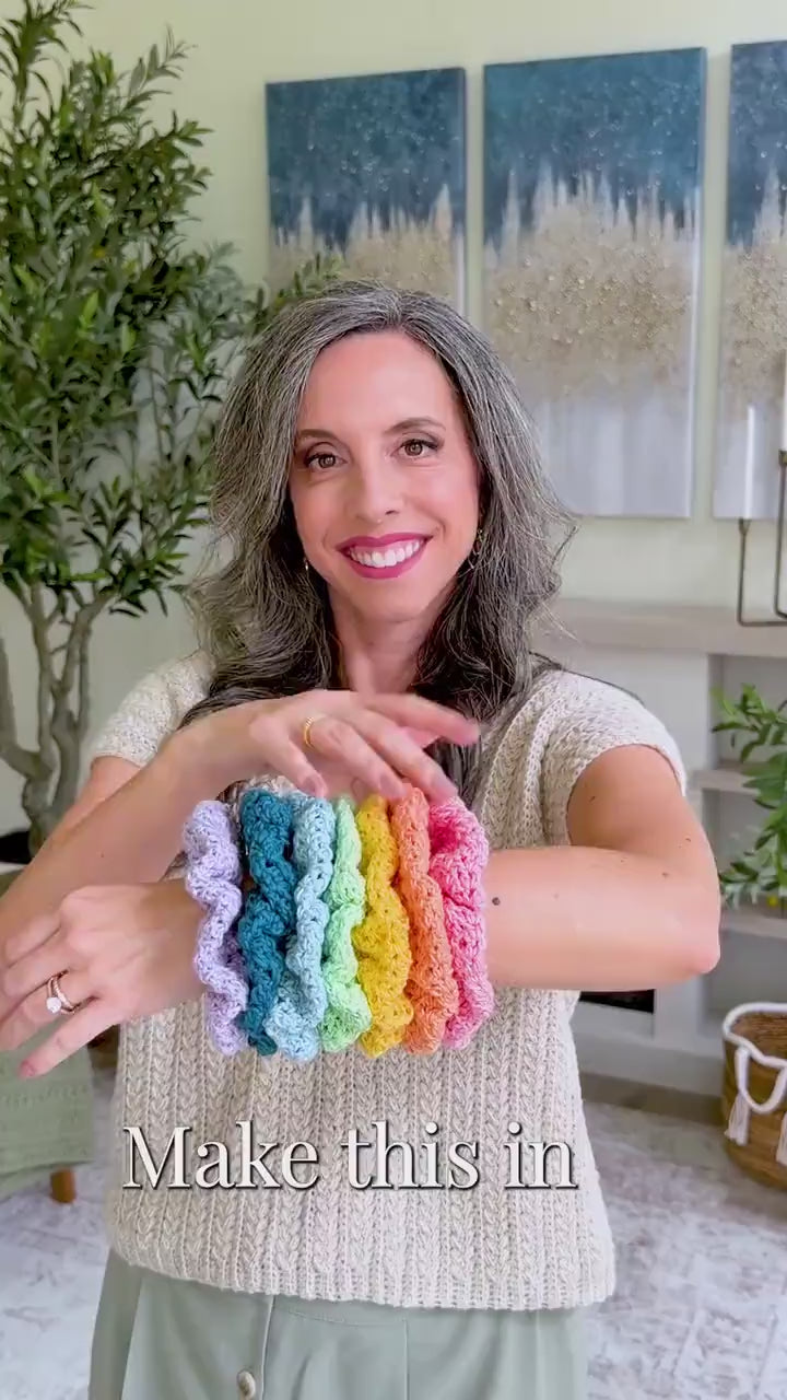 CROCHET PATTERN + VIDEO Double Bloom Scrunchie Crochet Pattern, Hair Accessory, Diy Hair Tie Pattern, Beginner Friendly Gift Idea + Labels
