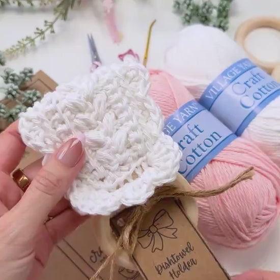 CROCHET PATTERN + VIDEO Crochet Dishtowel Holder Pattern, Wheat Stitch™ Scalloped Towel Holder, Kitchen Crochet, Hanging Towel Holder Decor
