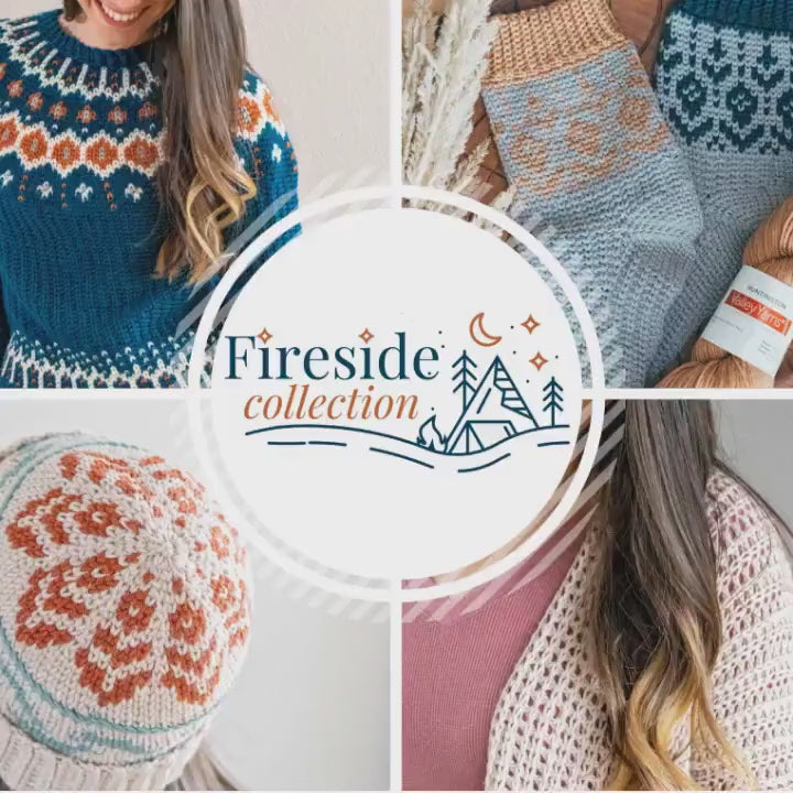 CROCHET PATTERN + VIDEO Fireside Crochet Pattern Collections eBook Includes Colorwork Beanie, Socks, Pullover Sweater, & Easy Cardi