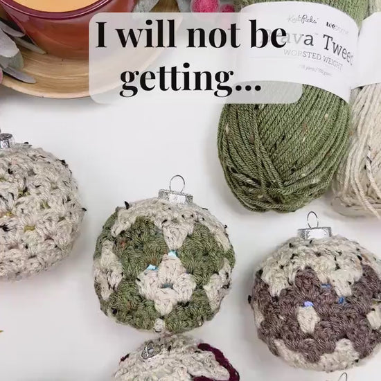 CROCHET PATTERN + VIDEO Crochet Granny All The Way Ornament Collection, 7 in 1 Easy Crochet Pattern. Stitch Charts & Color-Your-Own Included