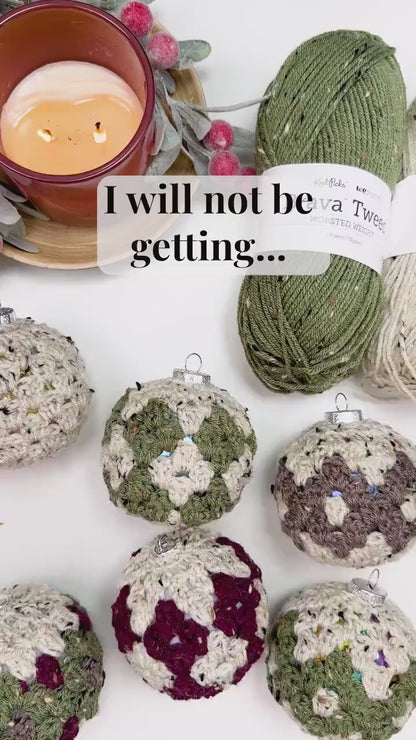 CROCHET PATTERN + VIDEO Crochet Granny All The Way Ornament Collection, 7 in 1 Easy Crochet Pattern. Stitch Charts & Color-Your-Own Included