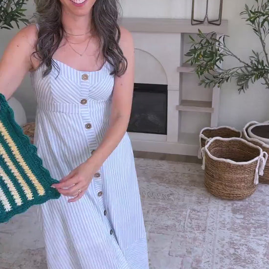 CROCHET PATTERN + VIDEO Striped Petal Loop Blanket | Textured Two-Color Stripe | 15 Sizes Lovey to King | Instant Pdf Download