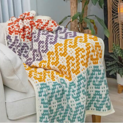 CROCHET PATTERN + VIDEO Waves Mosaic Crochet Blanket Pattern. Learn how to mosaic overlay crochet. Crochet Home Décor Crochet Pattern