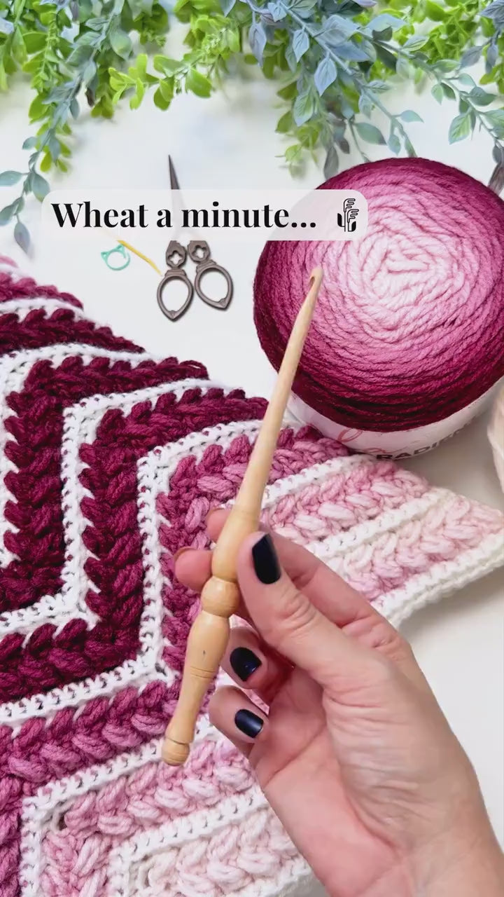 CROCHET PATTERN + VIDEO Wheat Stitch™ Ripple Blanket Crochet Pattern | Chevron Throw in 10 Sizes and Includes a Crochet Stitch Chart