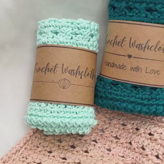 CROCHET PATTERN + VIDEO Reed Crossover Stitch Washcloth | 2 Sizes | Textured Cotton | Instant Pdf Download