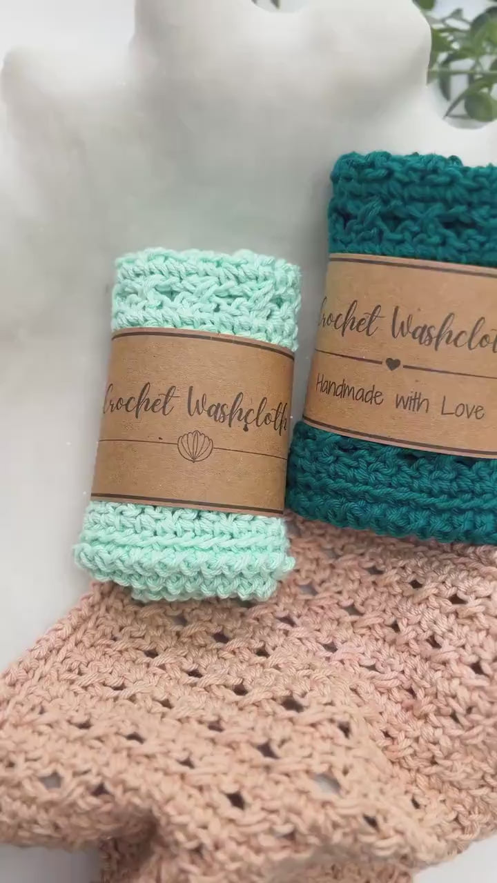 CROCHET PATTERN + VIDEO Reed Crossover Stitch Washcloth | 2 Sizes | Textured Cotton | Instant Pdf Download