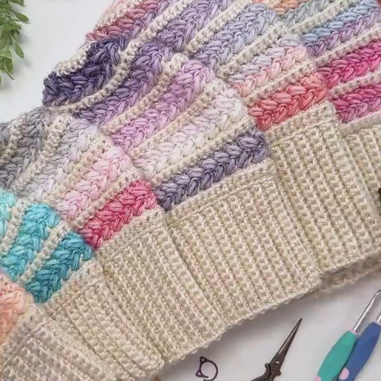 CROCHET PATTERN + VIDEO Wheat Stitch™ Crochet Beanie Pattern | Puff Stitch Hat Pdf Easy Crochet Hat Tutorial in 8 Sizes + Gift Tag Printable