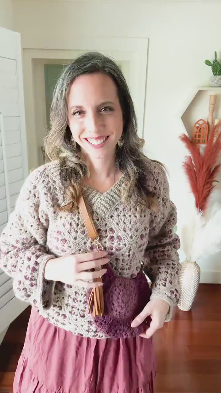 CROCHET PATTERN + VIDEO Crochet Granny Square Cardigan & Sweater Pattern in Sizes xs to 5X and Includes a Video Tutorial + Charts
