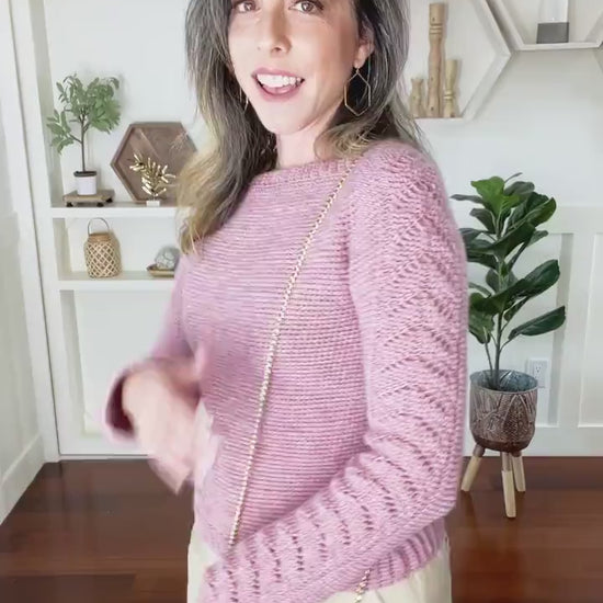 CROCHET PATTERN + VIDEO Lovely Lace Crochet Sweater, Learn to Make a Lace Sleeve Sweater, Crochet Sweater, 9 sizes included.
