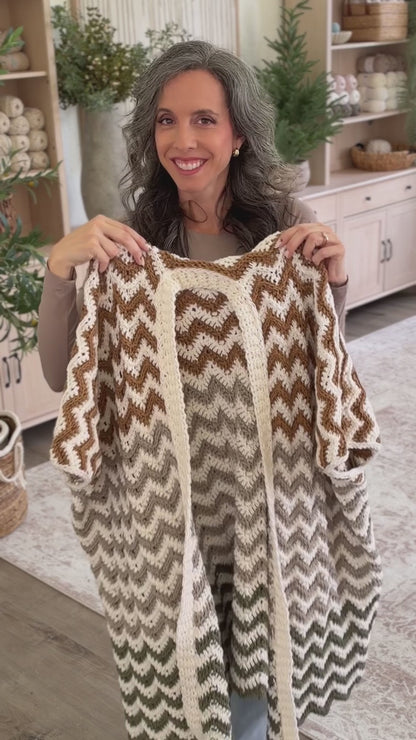 Video of the Ripple Crochet Ruana being worn and styled
