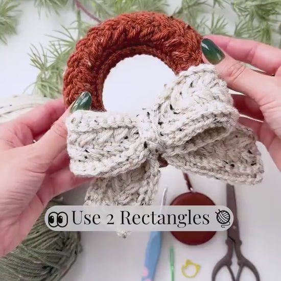 CROCHET PATTERN + VIDEO Wheat Stitch Crochet Wreath Pattern in 4 Sizes, Quick Holiday Crochet Decor Christmas Wreath Crochet Pattern+ Video