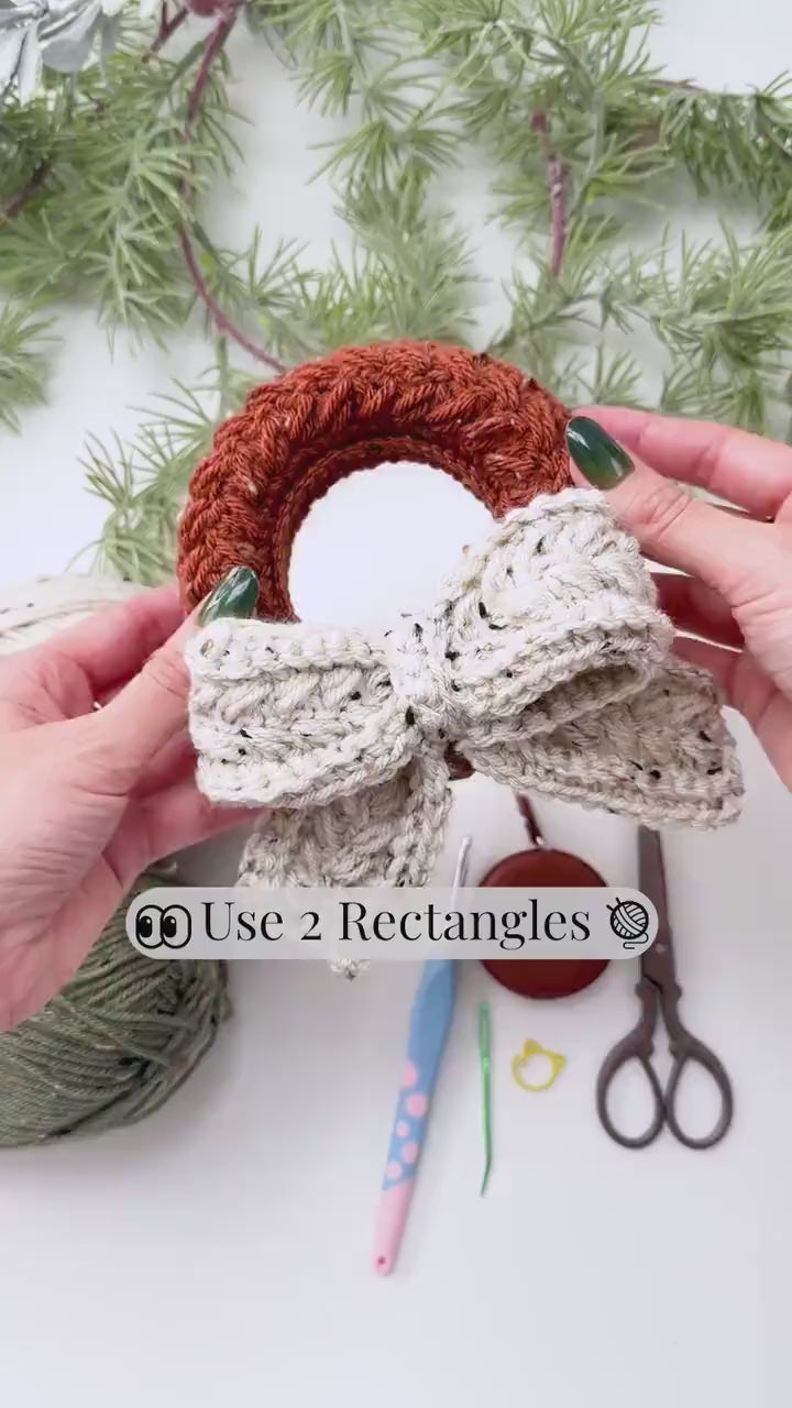 CROCHET PATTERN + VIDEO Wheat Stitch Crochet Wreath Pattern in 4 Sizes, Quick Holiday Crochet Decor Christmas Wreath Crochet Pattern+ Video