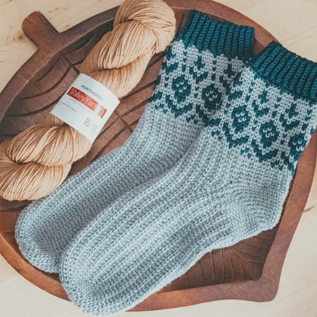 CROCHET PATTERN + VIDEO Woodland Walker Colorwork Crochet Sock Pattern, Easy to follow crochet pattern with video, intermediate crochet