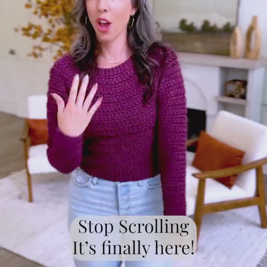 CROCHET PATTERN + VIDEO Wheat Stitch Crochet Sweater Pattern | Top Down No Sew Pullover | Xs-5X | Cozy Modern Crochet Jumper Pattern