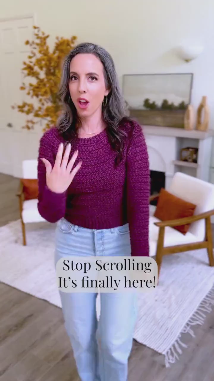 CROCHET PATTERN + VIDEO Wheat Stitch Crochet Sweater Pattern | Top Down No Sew Pullover | Xs-5X | Cozy Modern Crochet Jumper Pattern