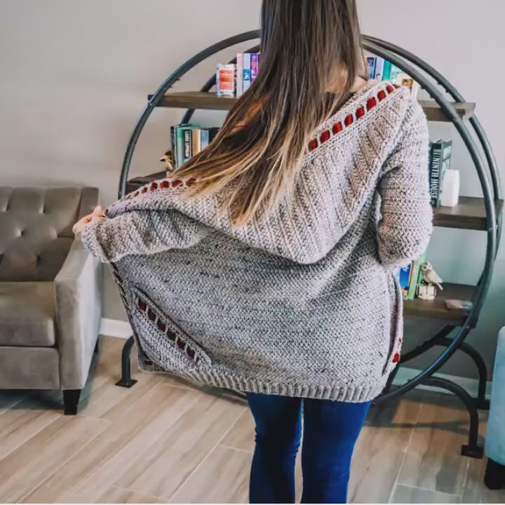 CROCHET PATTERN + VIDEO Cascade Adult Crochet Cardigan, Size Inclusive xs to 5X, Fall & Winter Fashion Wear, Hooded and Pocket Options