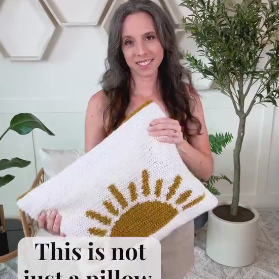 CROCHET PATTERN Hello Sunshine Crochet Blanket & Pillow Pattern. Turn a blanket into a pillow! Interactive colorwork charts.