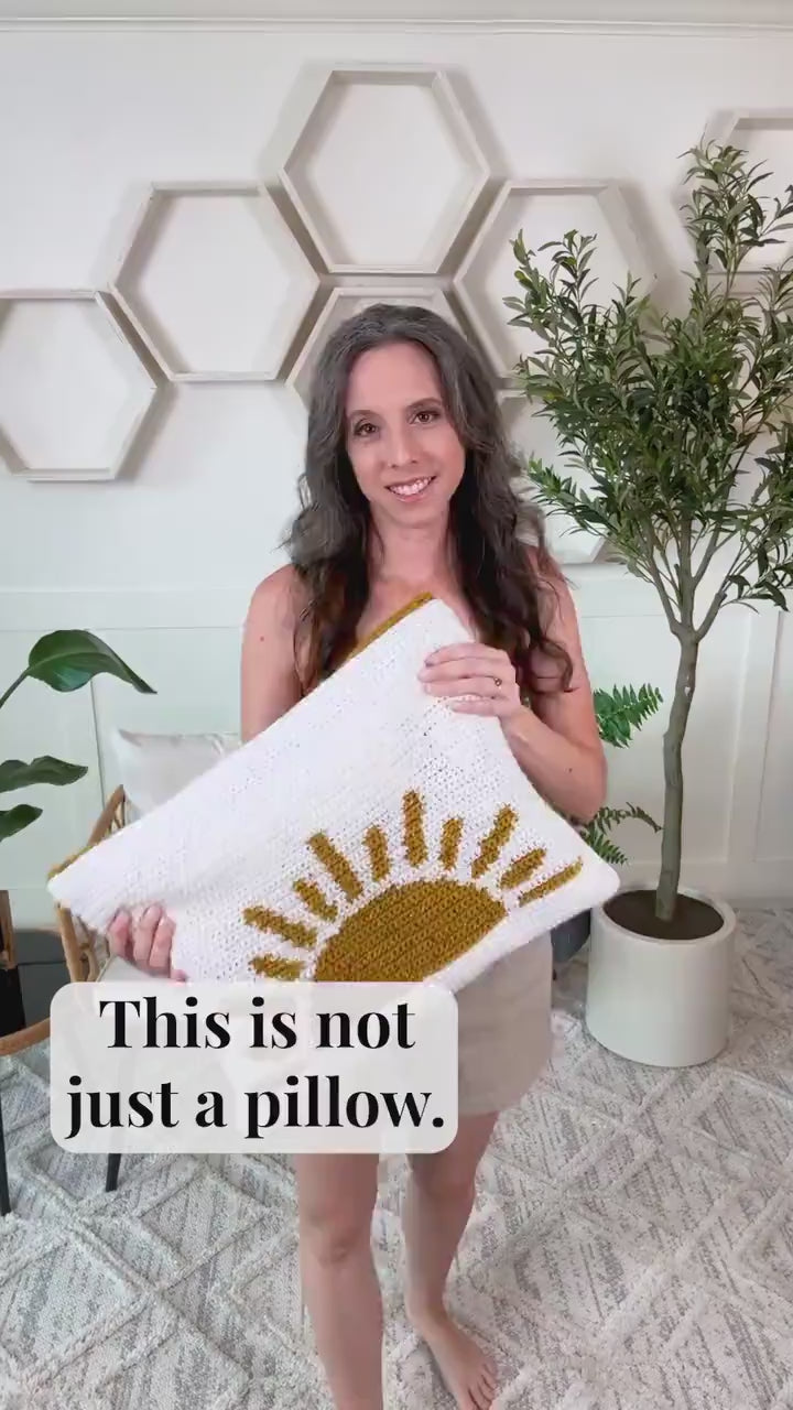 CROCHET PATTERN Hello Sunshine Crochet Blanket & Pillow Pattern. Turn a blanket into a pillow! Interactive colorwork charts.