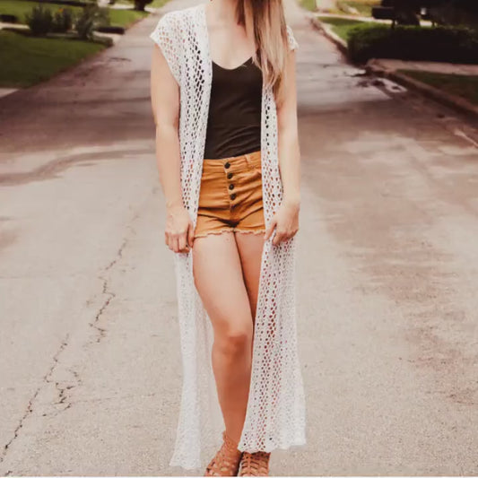 CROCHET PATTERN + VIDEO Long Summer Duster Crochet Pattern, xs to 5x sizes, Long Lace Cardigan Duster Crochet Pattern