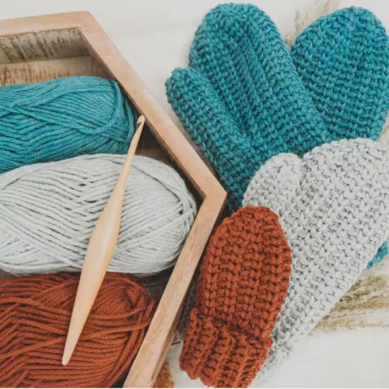 CROCHET PATTERN + VIDEO How to Crochet Mittens, Baby-Adult Crochet Pattern, Winter Glove Mitten Accessories, Beginner Crochet