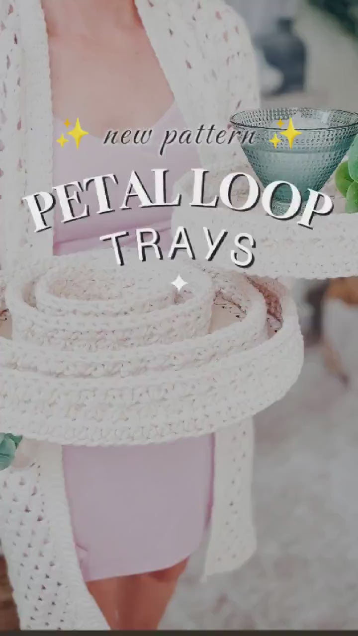 CROCHET PATTERN + VIDEO Petal Loop Stitch Crochet Nesting Trays Pattern, Round Basket Pattern, Crochet Home Decor, Organizer Trays
