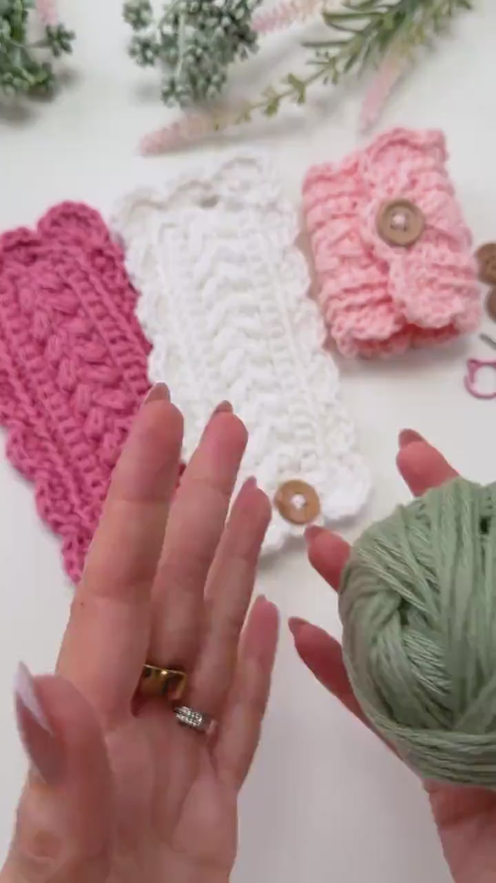 CROCHET PATTERN + VIDEO Crochet Napkin Ring Pattern, Wheat Stitch™ Scalloped Napkin Rings, Cotton Napkin Holder, Easy Gift Crochet Pattern