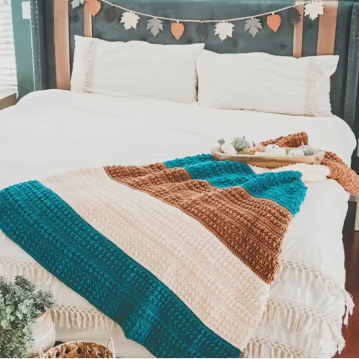 CROCHET PATTERN + VIDEO Sanibel Crochet Blanket, Home Decor, Crochet Video Tutorial Included, Diy Crochet Blanket