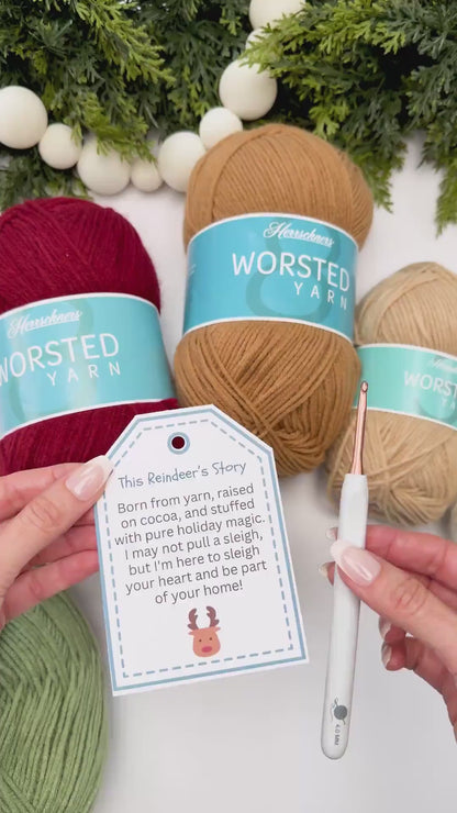CROCHET PATTERN + VIDEO Wheat Stitch Reindeer | Textured Amigurumi | Worsted Weight | Christmas Decor | Instant Pdf Download