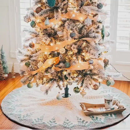 CROCHET PATTERN + VIDEO Pine Crochet Christmas Tree Skirt, Home Decor, Holiday Crochet Decor Pattern, Christmas Home Decor