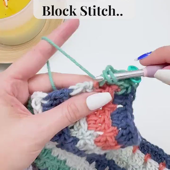 CROCHET PATTERN + VIDEO Easy Block Stitch Crochet Blanket Pattern – 15 Sizes + Video Tutorial – Self-Striping Yarn