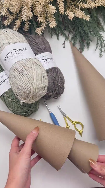 CROCHET PATTERN + VIDEO Wheat Stitch Crochet Tree Pattern | Fall Winter Christmas Decor | 3 Sizes Pdf