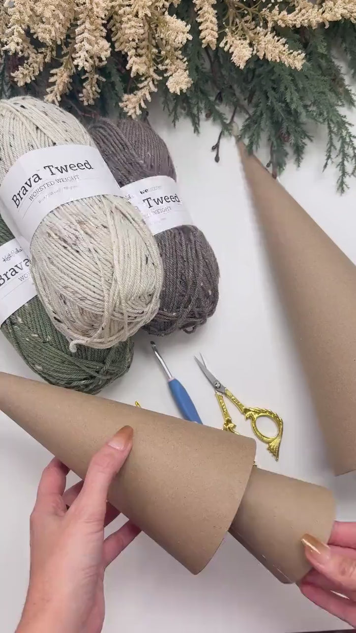 CROCHET PATTERN + VIDEO Wheat Stitch Crochet Tree Pattern | Fall Winter Christmas Decor | 3 Sizes Pdf