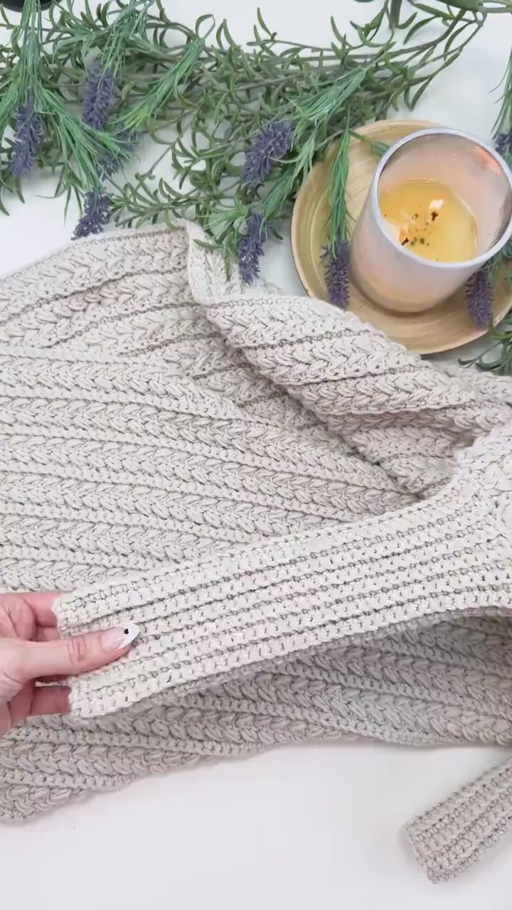 CROCHET PATTERN + VIDEO Wheat Stitch™ Sweater Scarf Crochet Pattern, Sizes xs-5X Size-Inclusive, Scarf with Sleeves, Instant Pdf Download
